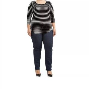 Terra & Sky Womens Jeans Straight Leg Size 16W Med Dark Distressed Wash New